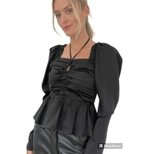 Six / Fifty Black Ruby Blouse Dressy Top Sz Small